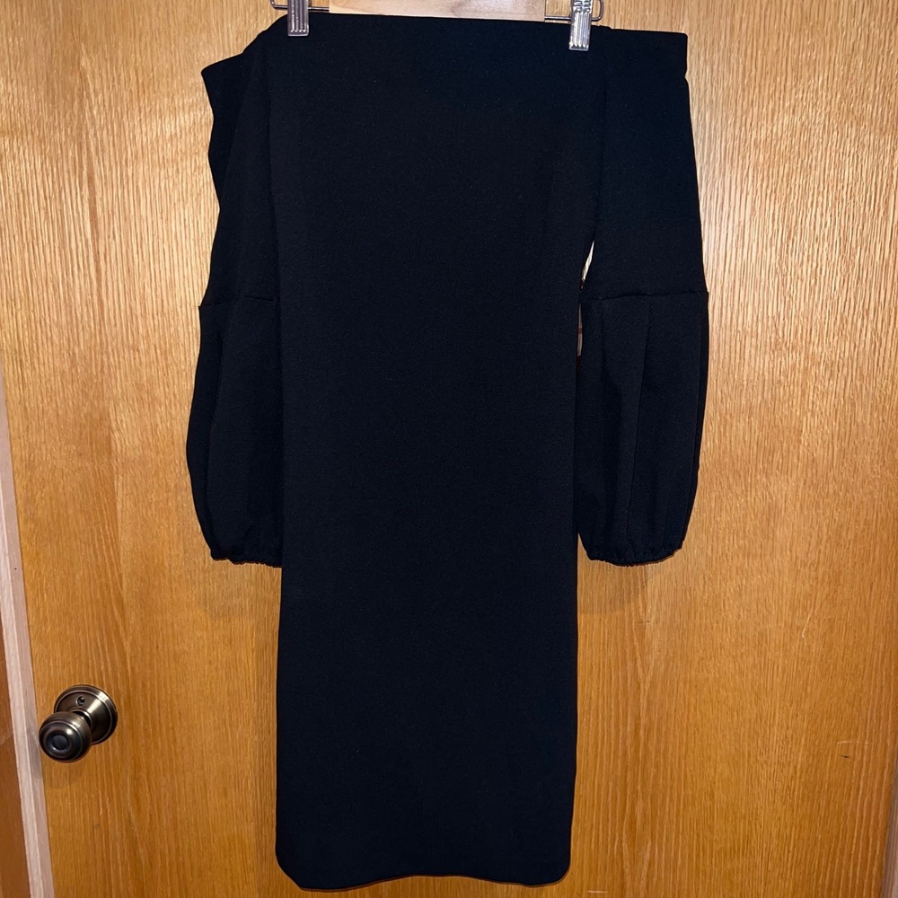 Vince Camuto Dress Women XS Black NEW Gilded Rose Off Shoulder Puff Sleeve